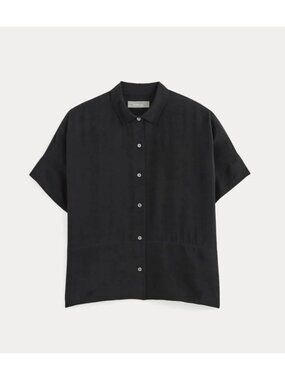 Everlane The Washable Clean Silk Square Shirt Women's Size 8 in Black NWT!